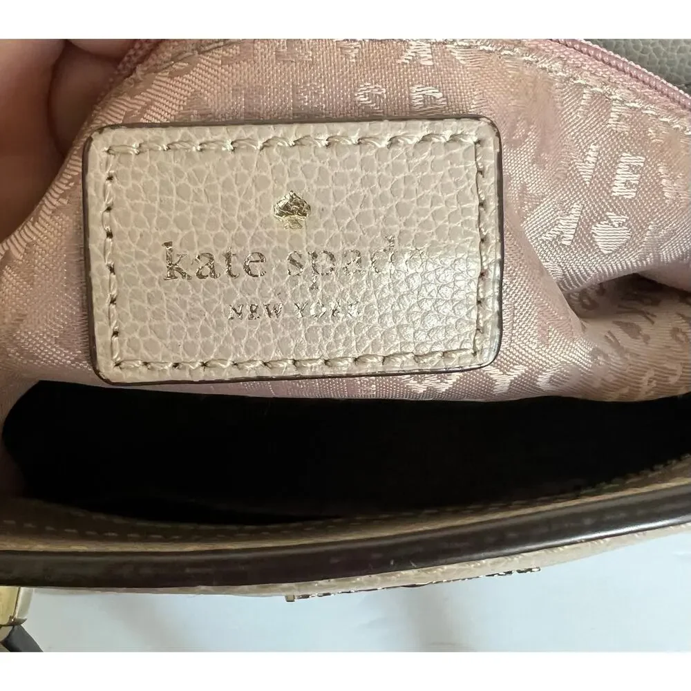 KATE SPADE 2-Way Leather Patterson Drive Geraldine Taupe Hand Crossbody Tote Bag